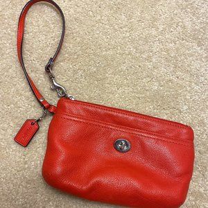 Coach - Red Leather Turn Lock Wristlet